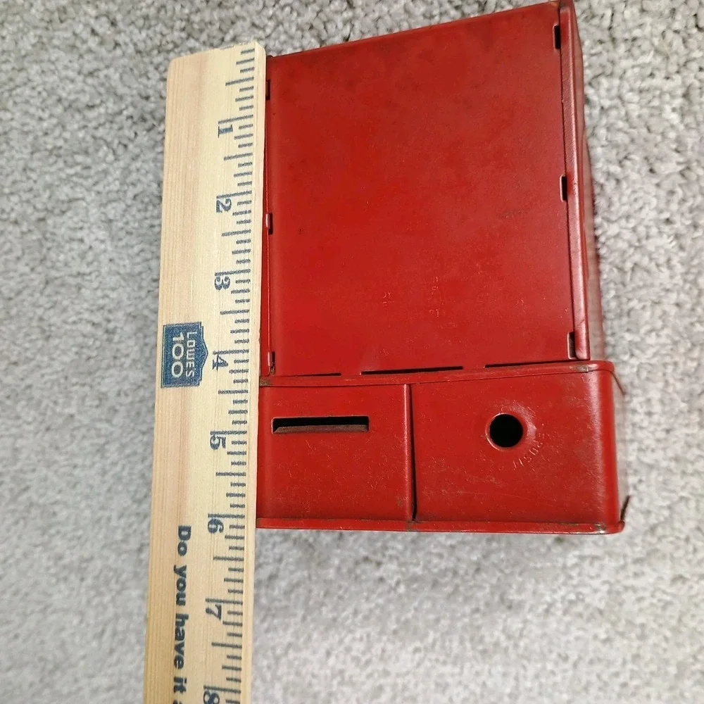 Vintage 1960s Uncle Sam's 3 Coin Register Bank Red Metal Cash Register Works